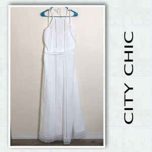 Chic City Halter Maxi Dress with Lattice Openings